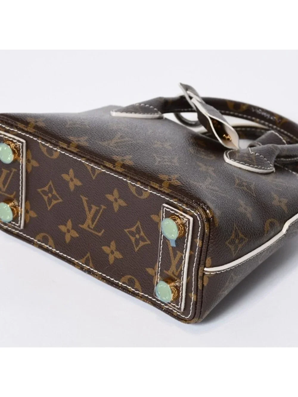 Louis Vuitton Shiny Monogram Lockit BB Handbag Brown Leather Gold